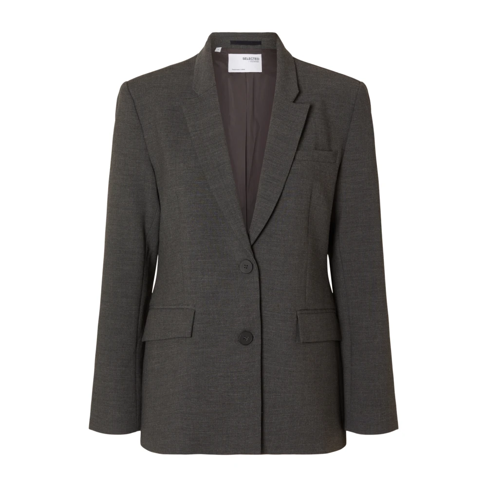 Selected Femme Klassieke Blazer in Donkergrijs Gemêleerd Gray Dames