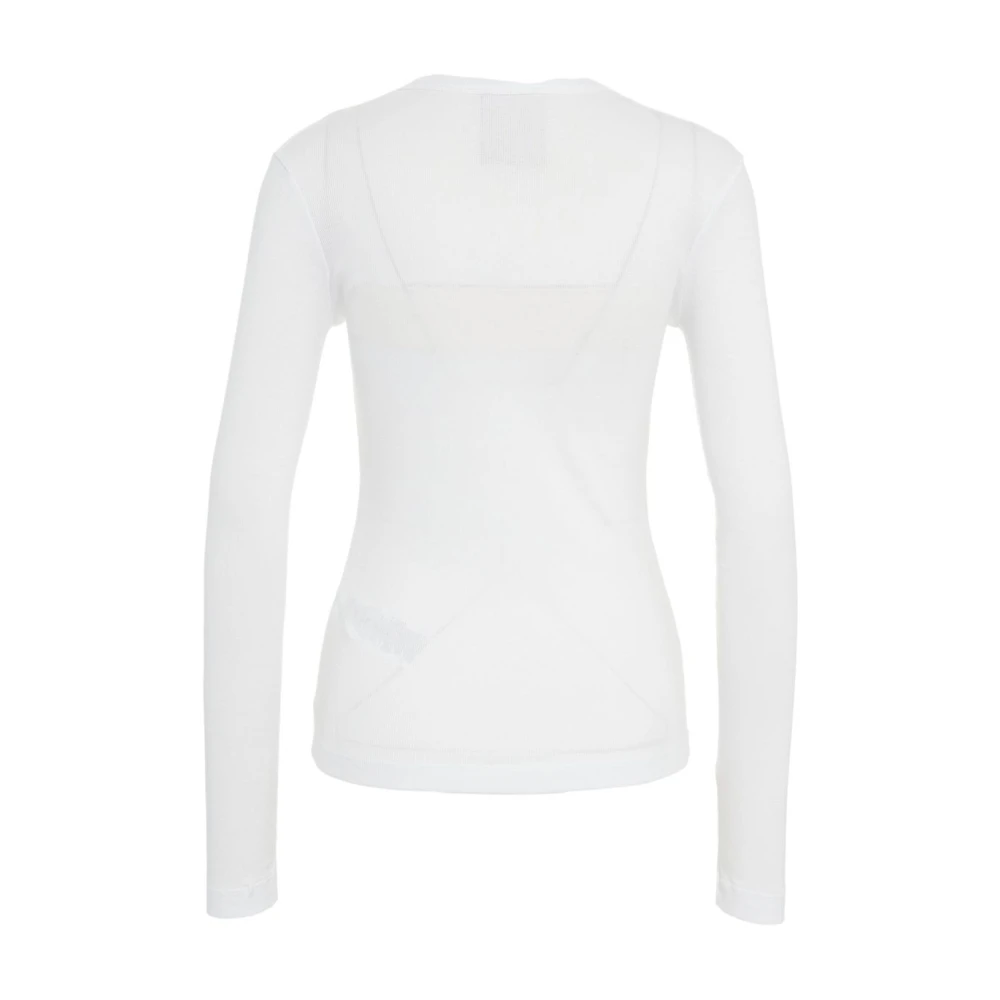 Semicouture Witte Geribbelde Shirt met Lange Mouwen White Dames