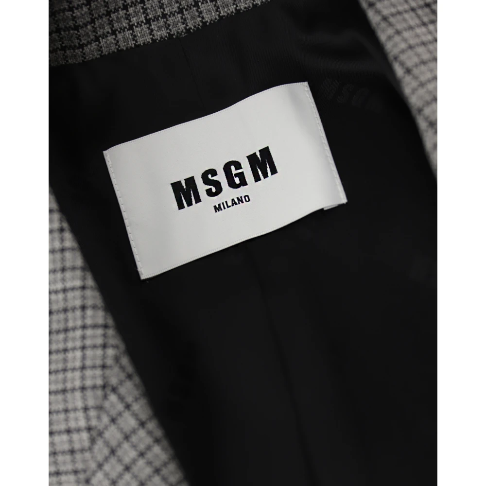 Msgm Grijze Wollen Jas met Strass Hart Gray Dames