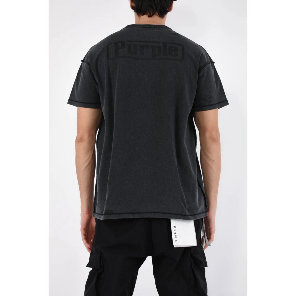 Purple Brand Zwarte Katoenen T-shirt Oversize Jersey Black Heren