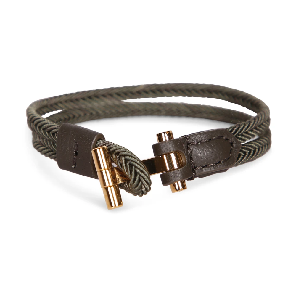 Tom Ford Men's Green Bracelets, L, Braided Nylon Bracelet