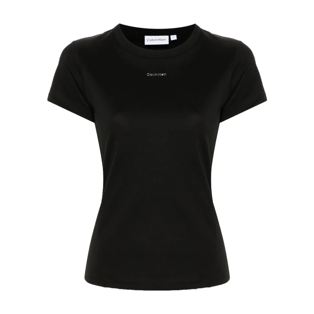 Calvin Klein Zwart Logo T-shirt Jersey Korte Mouw Black Dames