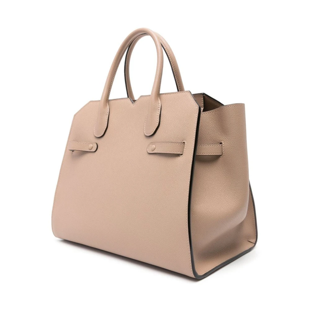 Valextra Milano Leren Media Tas Beige Dames