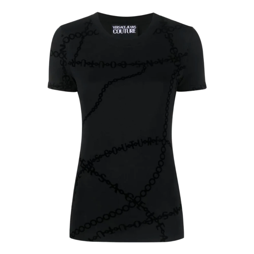 Versace Jeans Couture Zwarte Chain Grafische T-shirt Black Dames