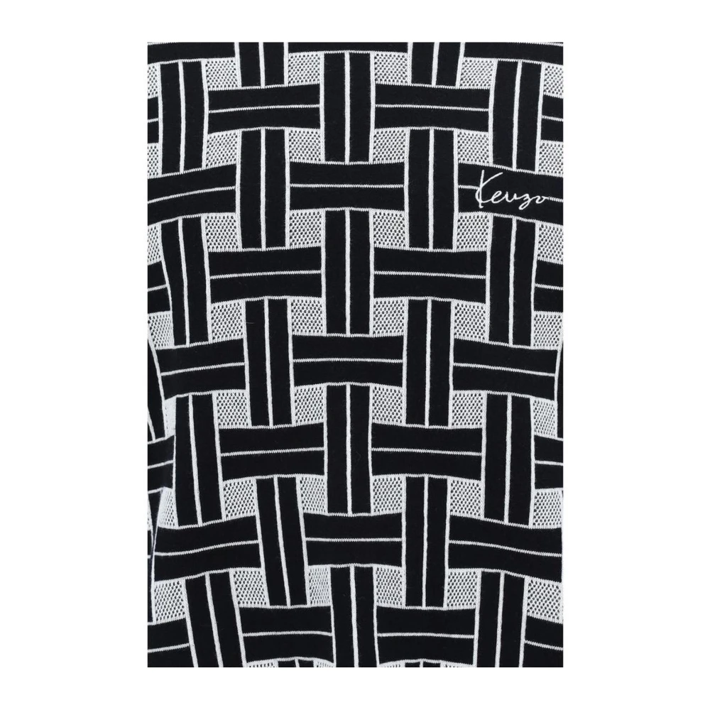 Kenzo Geometrisch Geweven Trui met Geborduurd Logo Black Heren
