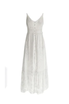 Vit Bomullsklänning Tillverkad i Italien
