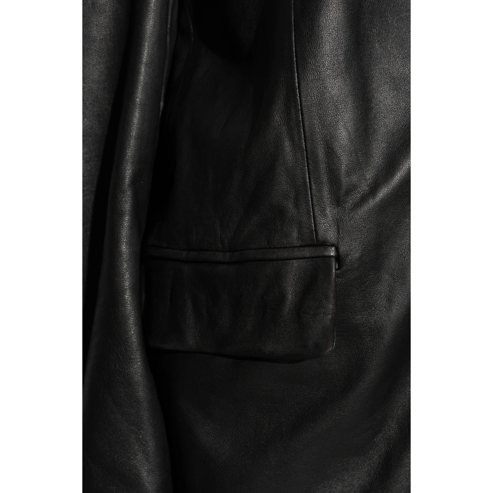 Balenciaga Leren jas in oversized stijl Black Dames