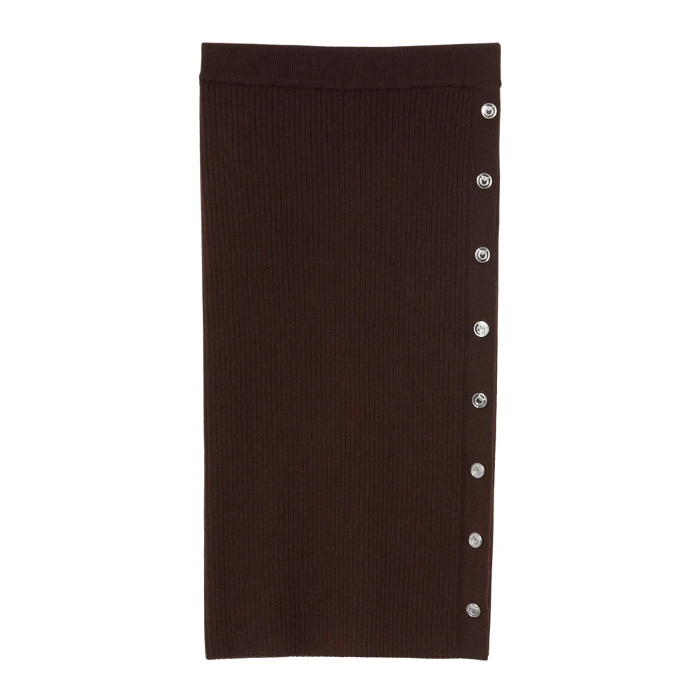 Pinko Geribbelde Midi Rok met Aangepaste Knopen Brown Dames