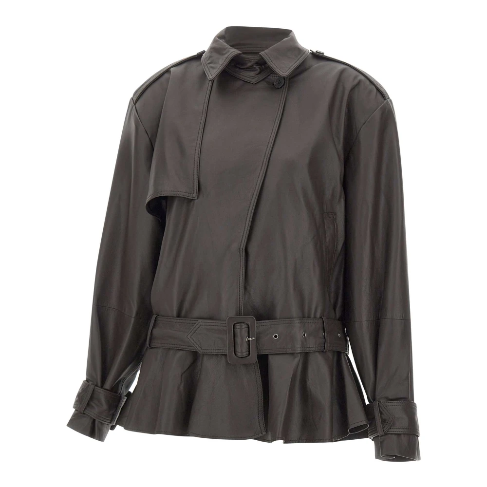 Rotate Birger Christensen Biker Leather Jacket - Female - Leather Jackets - Brown - S - Jackets