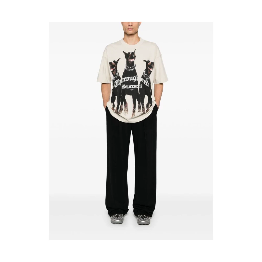 Represent T-shirt met hondenprint van katoen White Heren