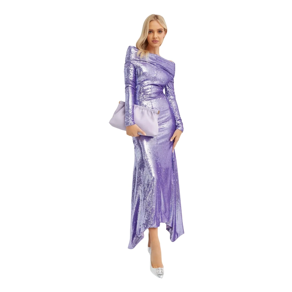 The Attico Paarse pailletten maxi jurk Purple Dames