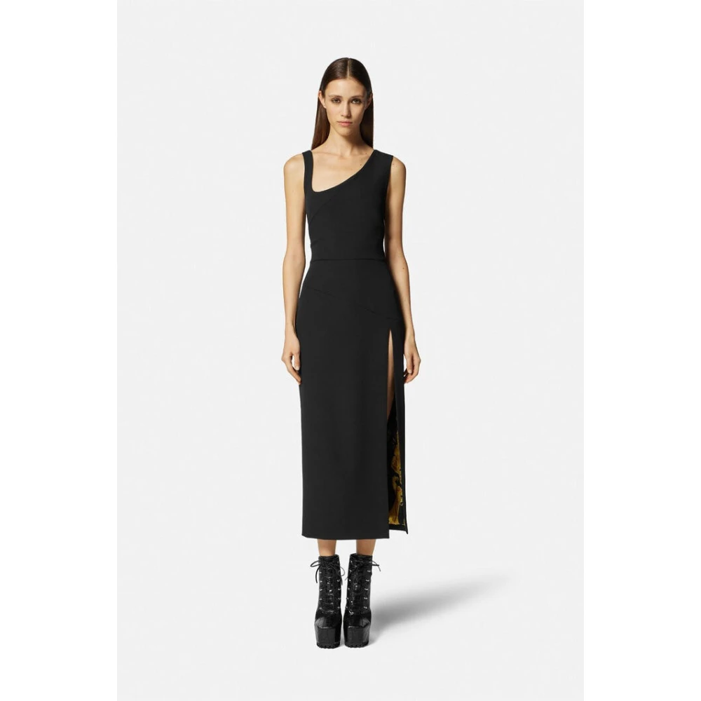 Versace Jeans Couture Asymmetrische Chain Couture Midi Jurk Black Dames