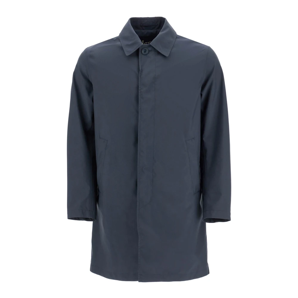 Herno Blauwe Waterdichte Jas met Knoopsluiting Blue Heren