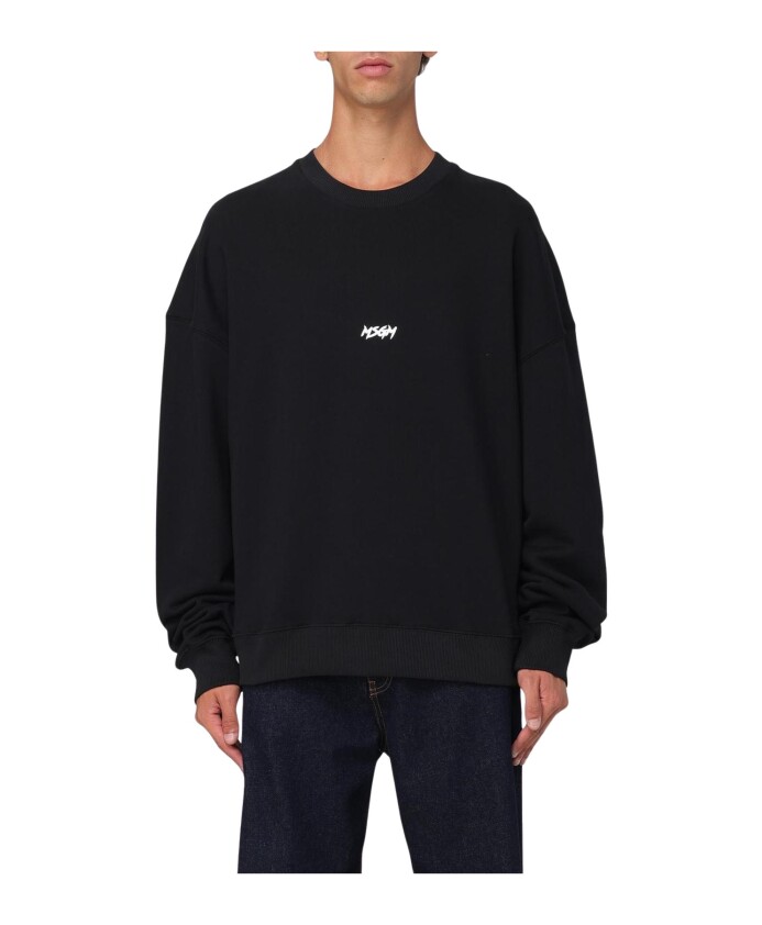 sweat-shirt-noir-a-col-rond
