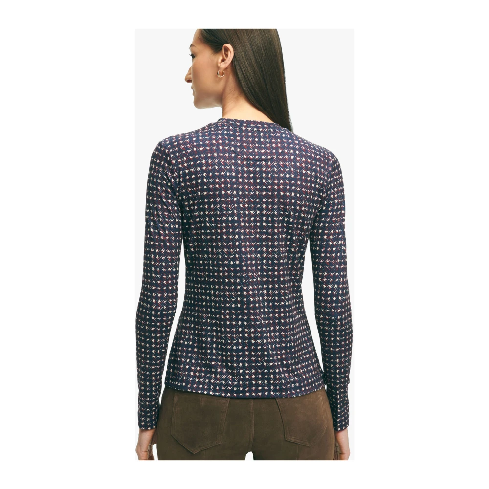 Brooks Brothers Multi-Colored Stretch Polyester Top Blue Dames