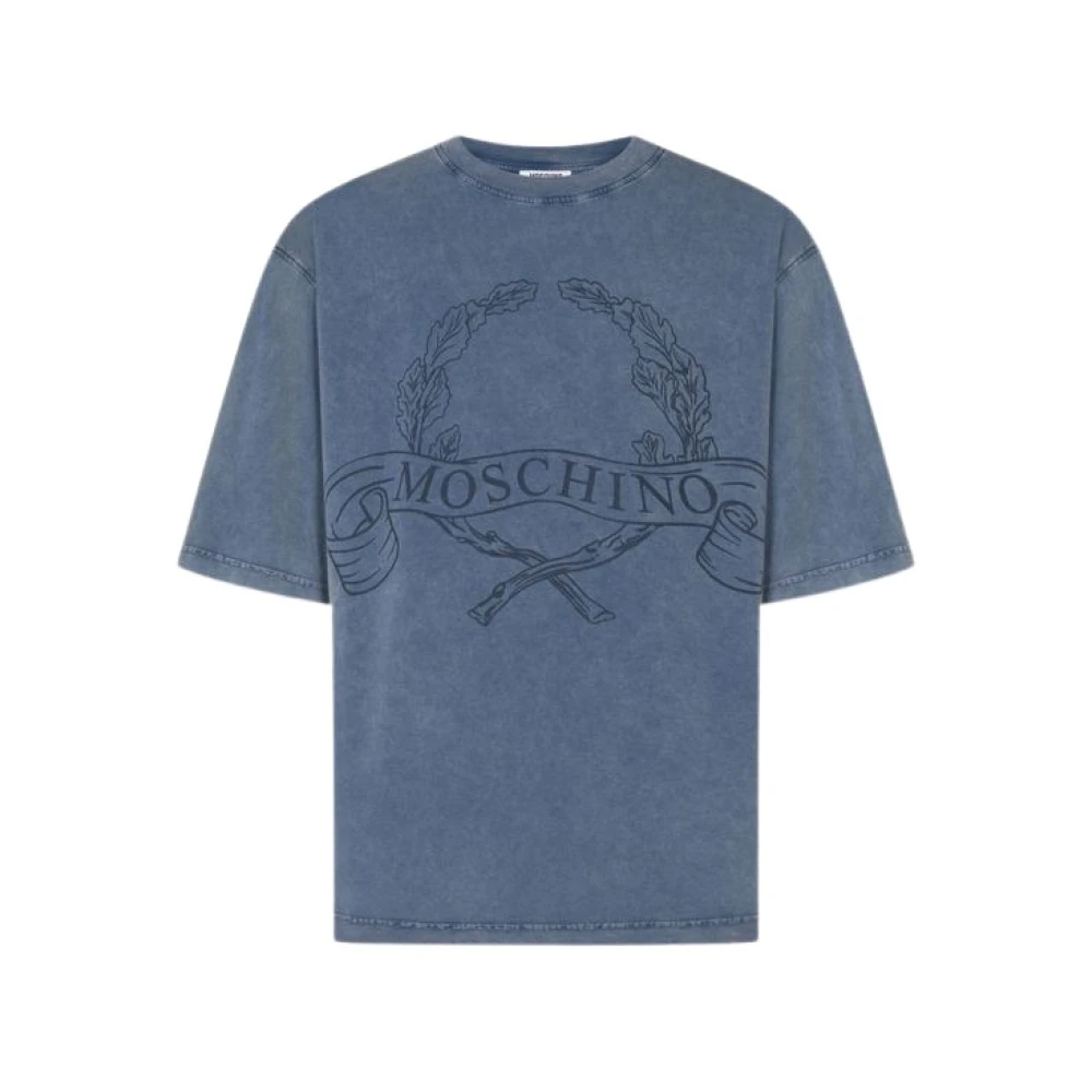 Moschino Unisex Blue Laurel Crown Cotton Jersey T-Shirt