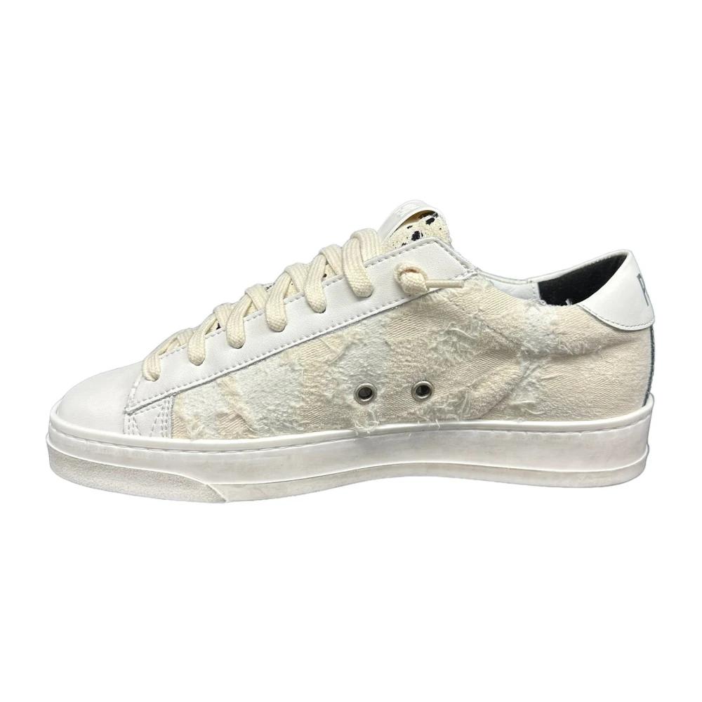 P448 Sneakers van verouderd leer met logodetails White Dames