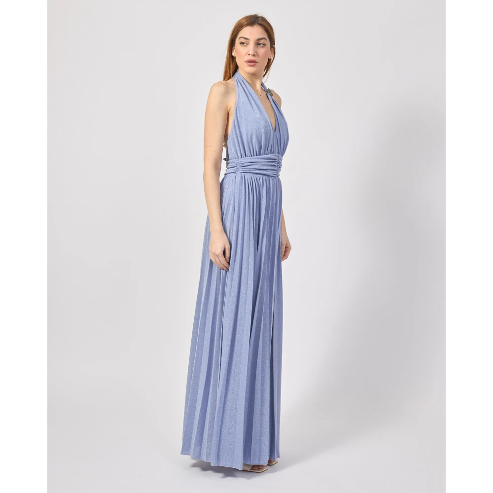 Fracomina Mouwloze Lange Jersey Jurk met Lurex Purple Dames