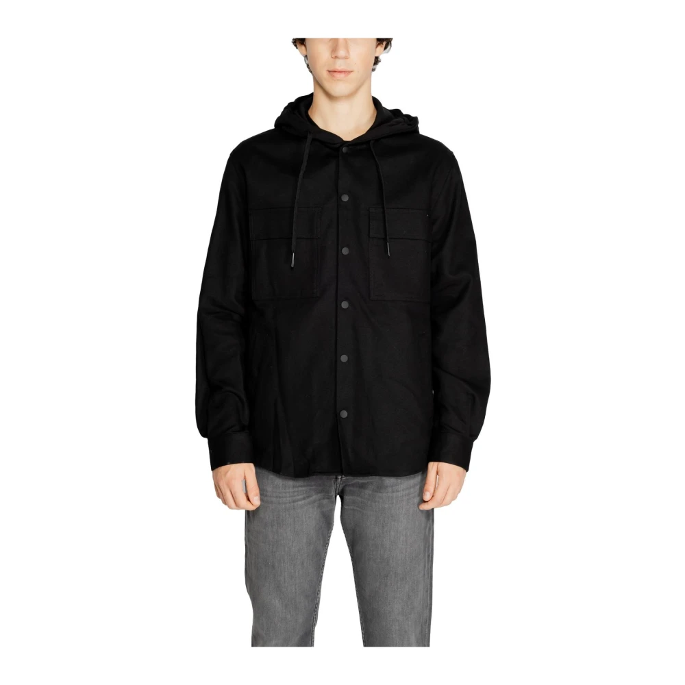 Antony Morato Men's Black Light Jackets, S, Hooded Shirt Jacket