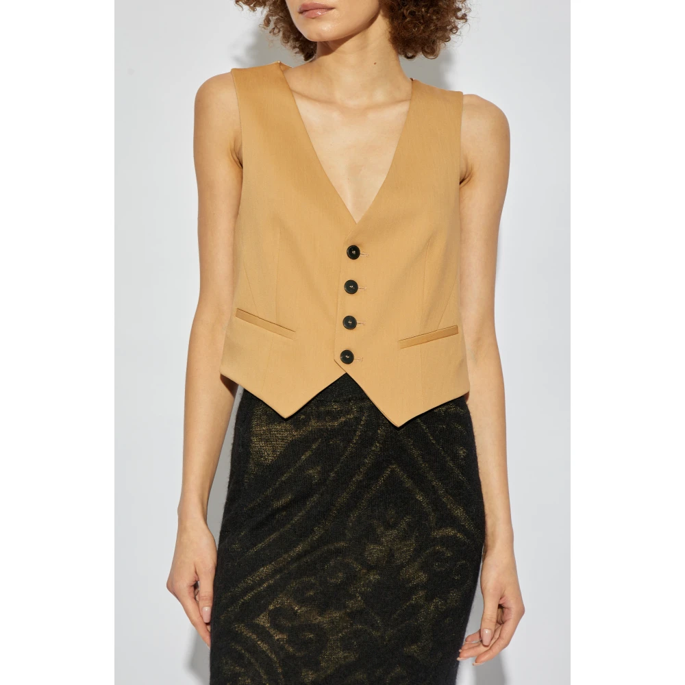 Forte Vest met wollen afwerking Beige Dames