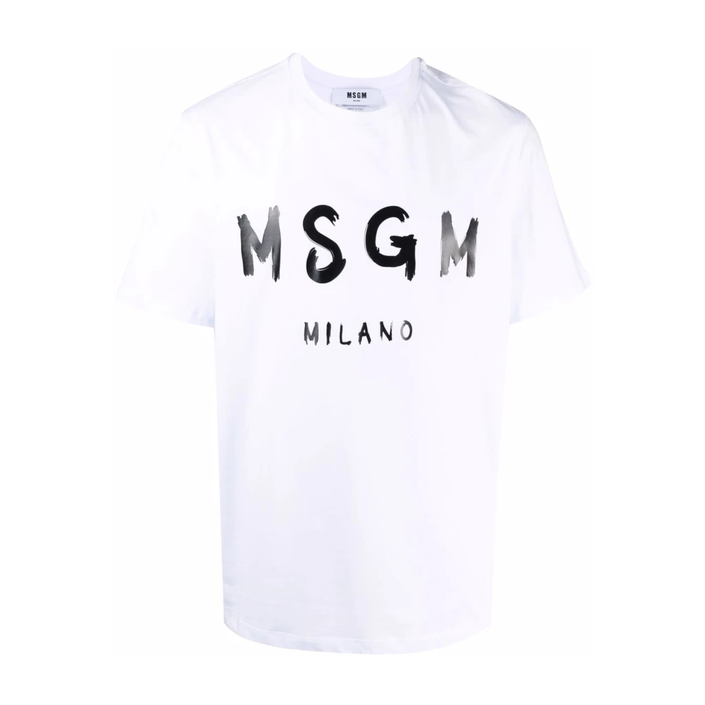 Msgm Men's White T-Shirts, M, Cotton T-Shirt With Unique Design