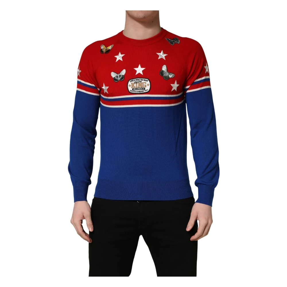 Dolce & Gabbana Men's Multicolor Round-Neck Knitwear, M, Crewneck Pullover