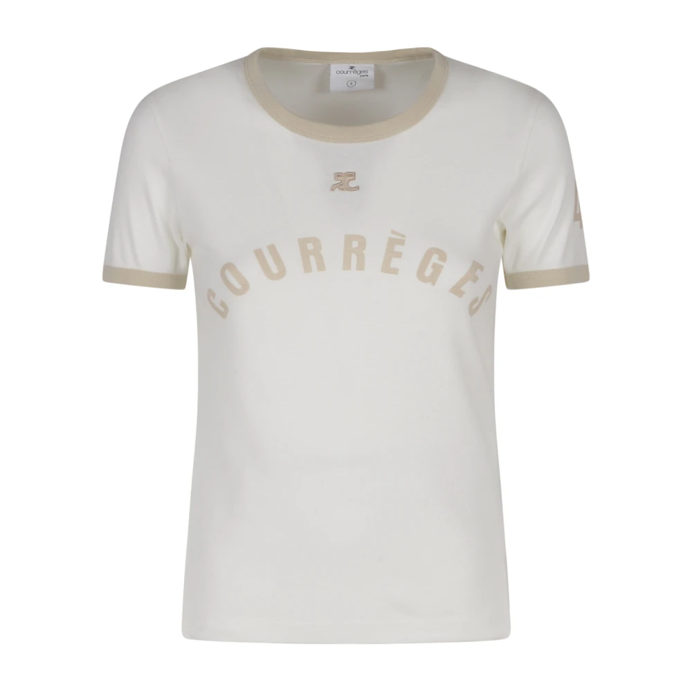 Courrèges Contrast Bedrukt T-Shirt White Dames