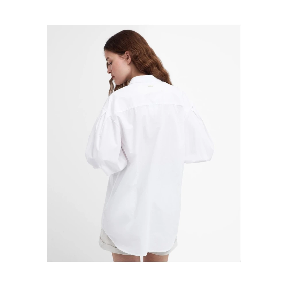 Barbour Oversized Katoenen Shirt White Dames