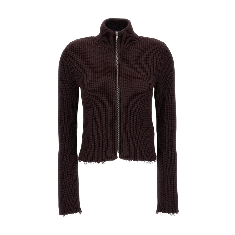 Mm6 Maison Margiela Red Cardigans, Female, M, Knit Zip Cardigan