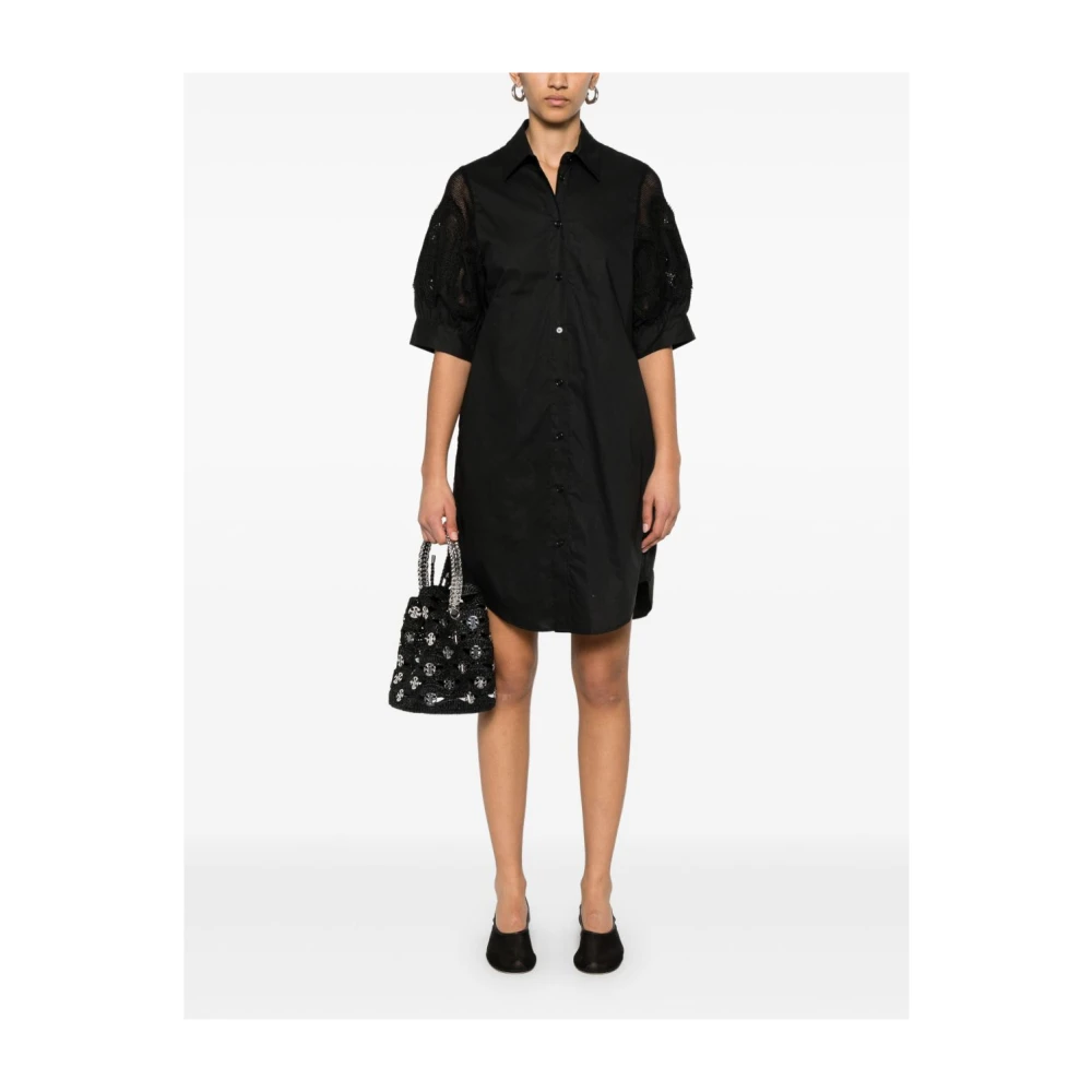 Ermanno Scervino Zwarte knoopjurk met zakken Black Dames