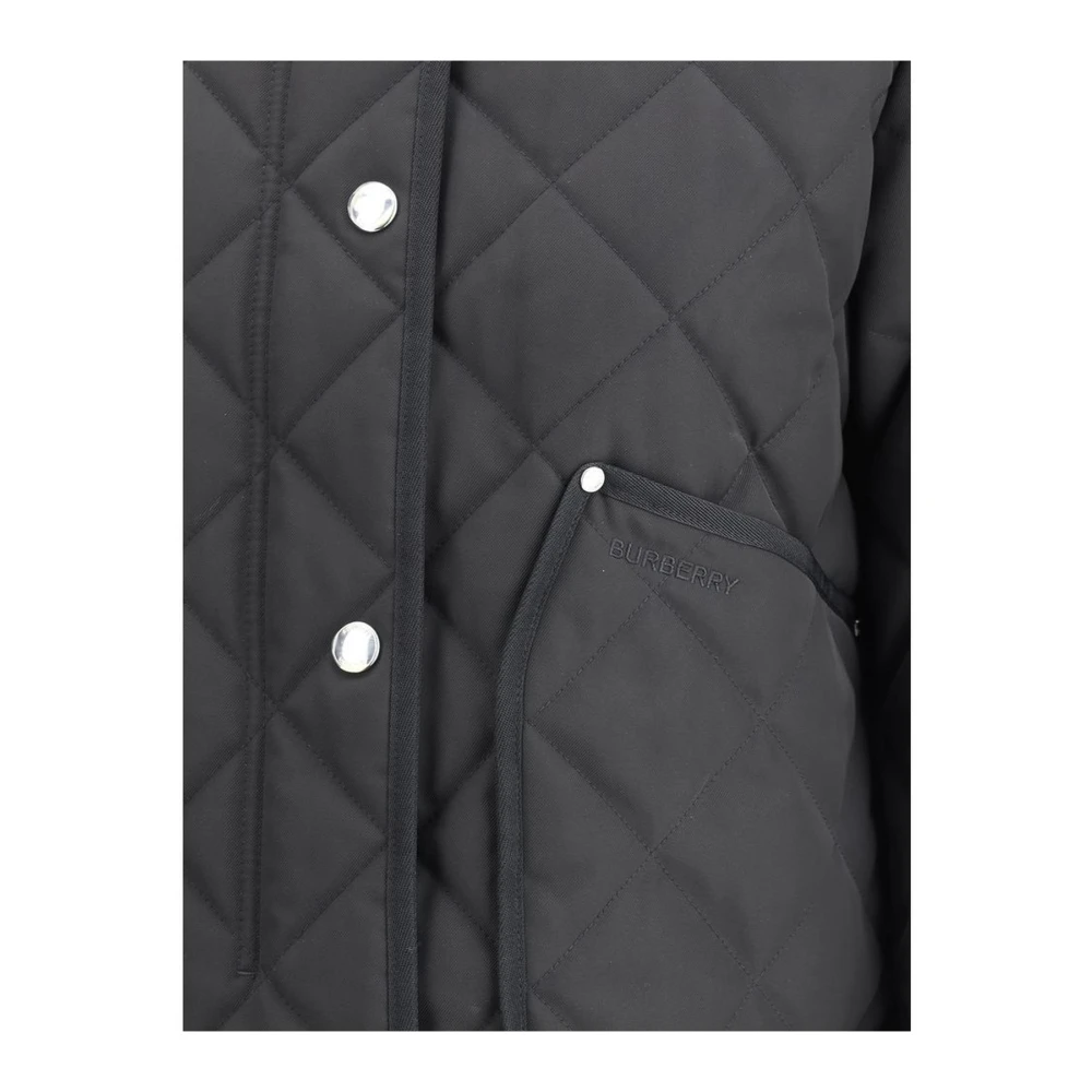 Burberry Gewatteerd katoenen jack met ruitvoering Black Dames