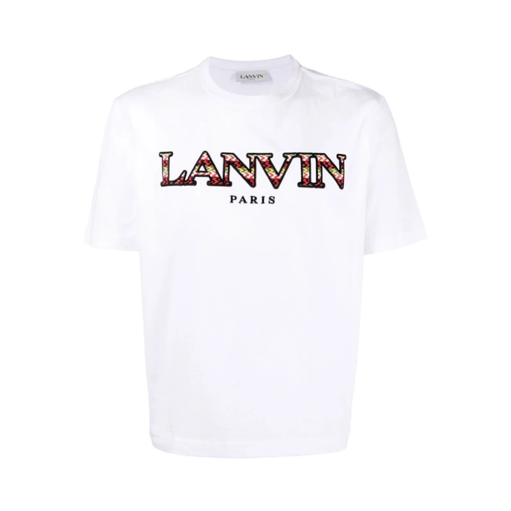 Lanvin Geëmbosseerd Curb T-shirt van beige katoen White Heren