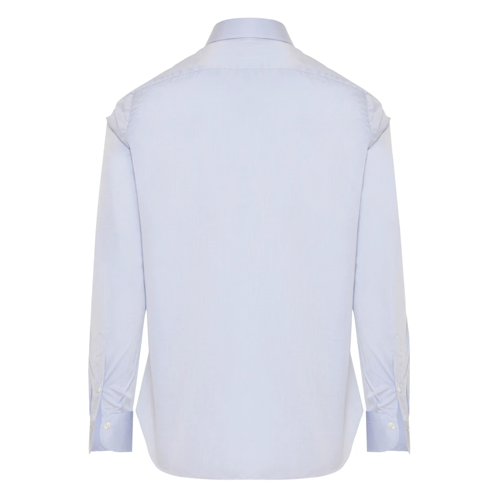 Finamore Italiaans katoenen overhemd 100% katoen Blue Heren