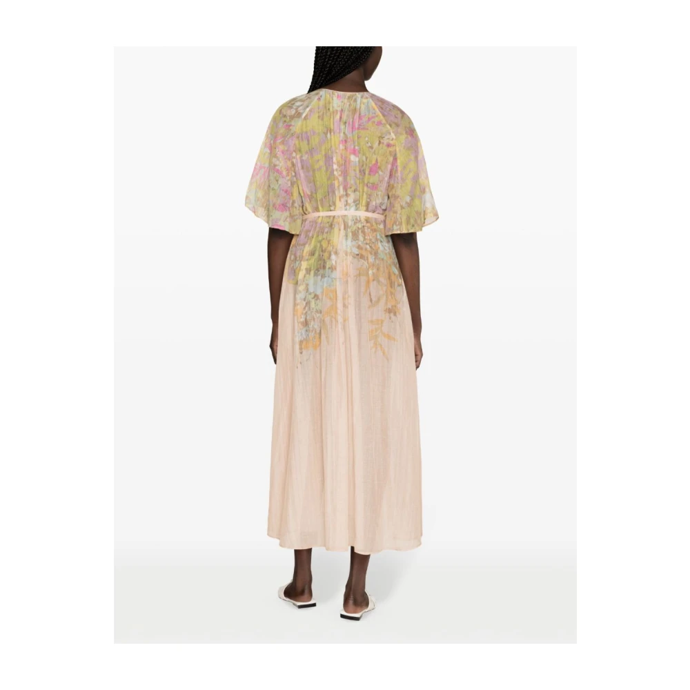 Forte Bloemenprint halftransparante jurk Multicolor Dames