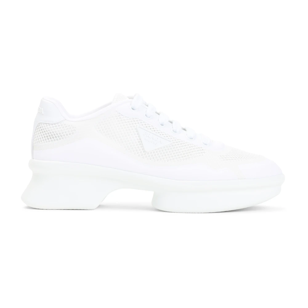 Prada Women's White Wavy Polyester Trainers - Sneakers - 5 1/2 Uk - Shoes