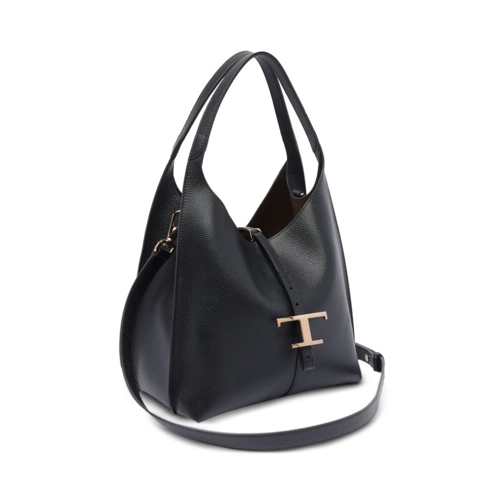 TOD'S Zwarte Schoudertas met Ritssluiting Black Dames