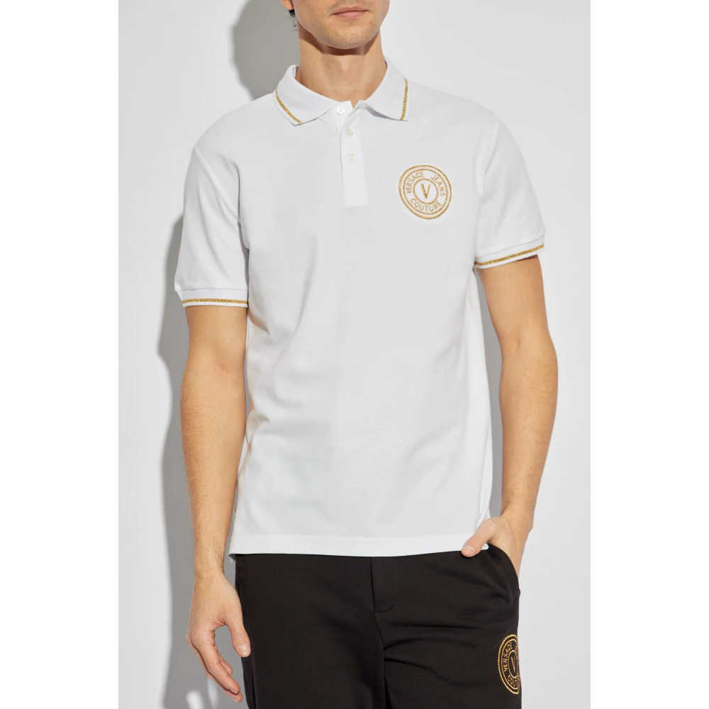 Versace Jeans Couture Polo met geborduurd logo White Heren
