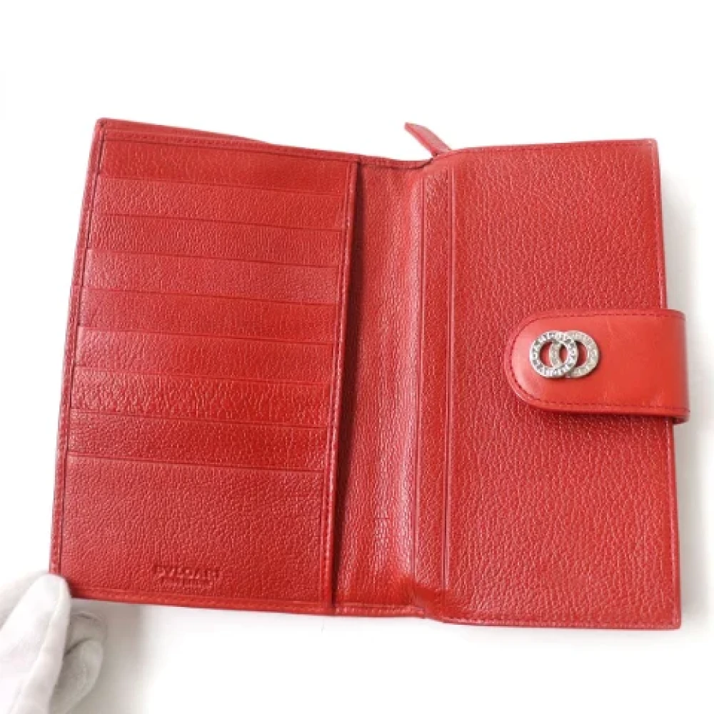 Bvlgari Vintage Pre-owned Leather wallets Red Dames