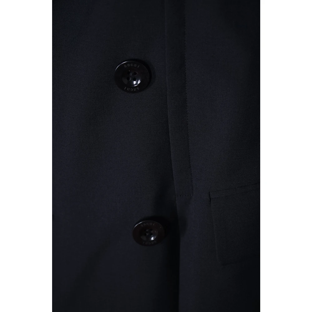 Sacai Zwarte Lange Vest Jurk Black Dames