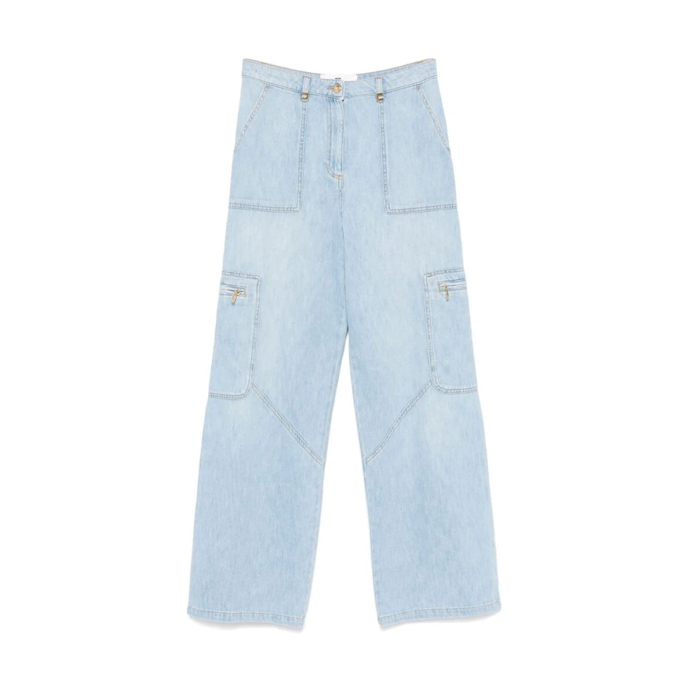 Elisabetta Franchi Lichtblauwe Denim Jeans met Zakken Blue Dames