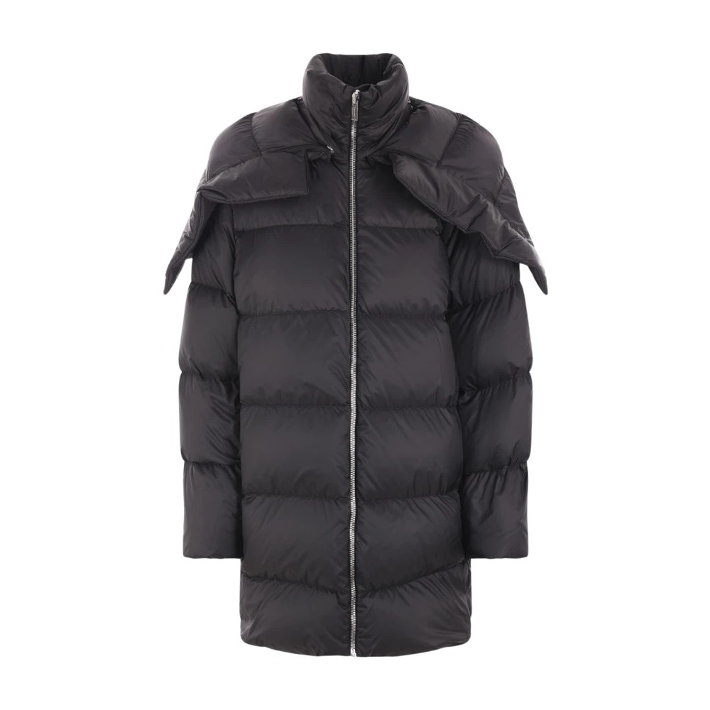 Moncler Zwarte Oversized Nylon Jas Rick Owens Black Dames