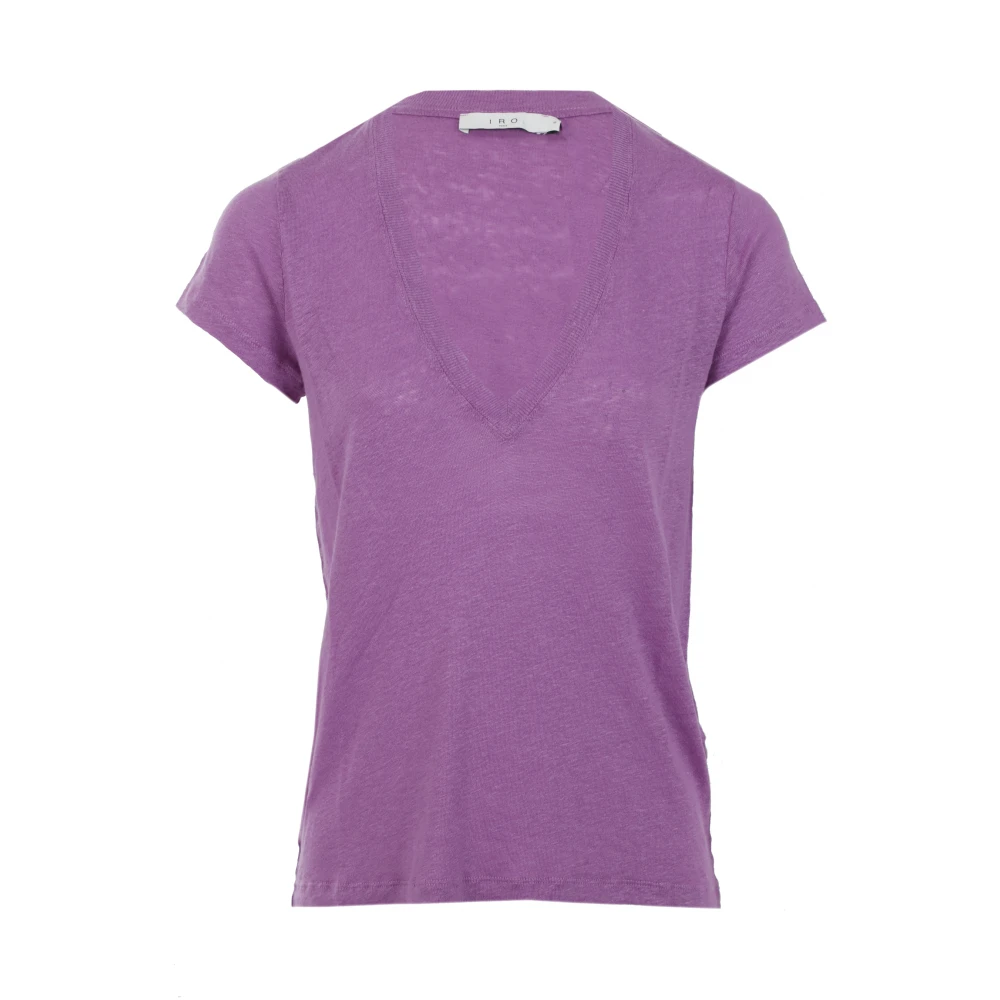 IRO Rodeo V-Hals Linnen T-Shirt Purple Dames