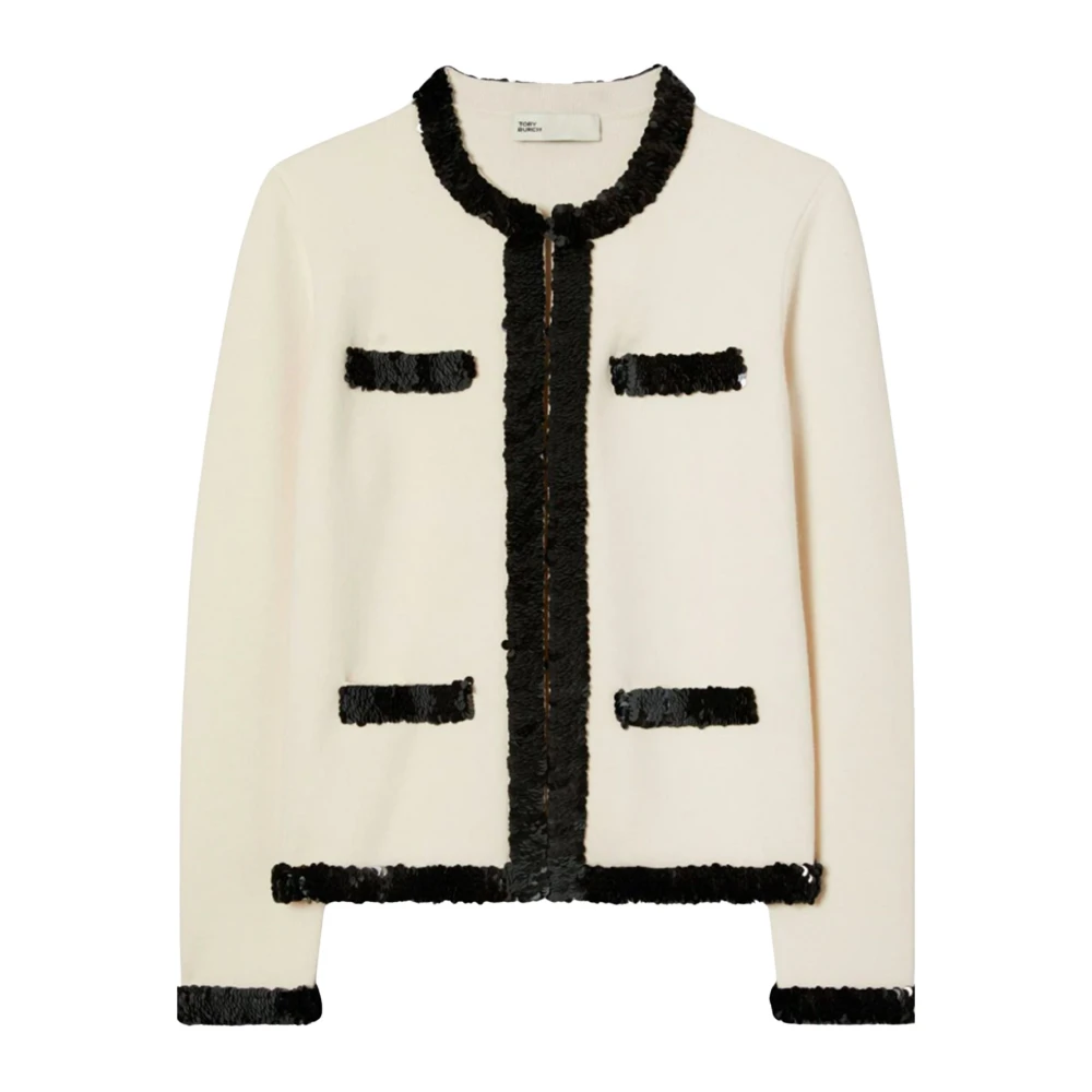 TORY BURCH Paillet Decoratie Witte Trui White Dames