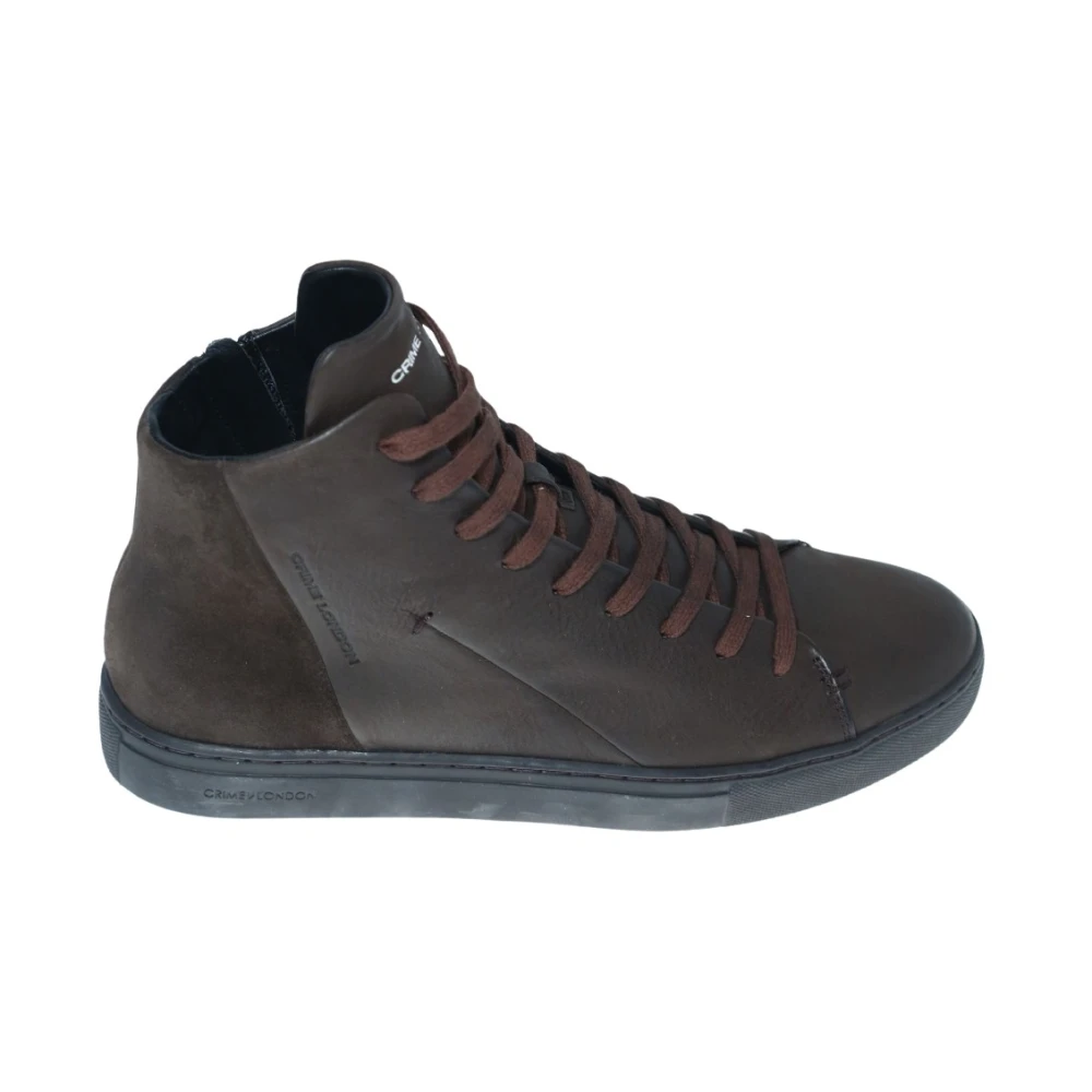 Crime London Bruine leren sneaker met geometrisch ontwerp Heren Schoenen
