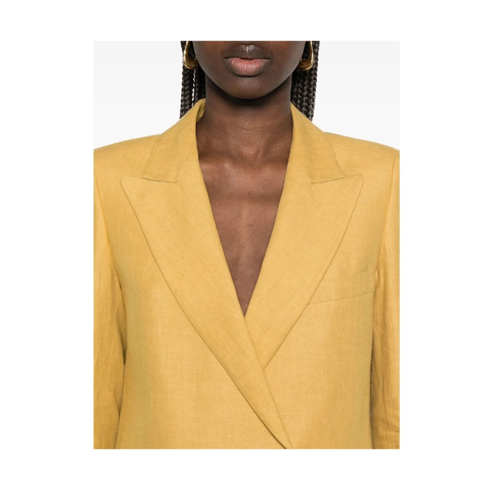 Blazé Milano Mosterdgeel Dubbel-Borst Jas Yellow Dames