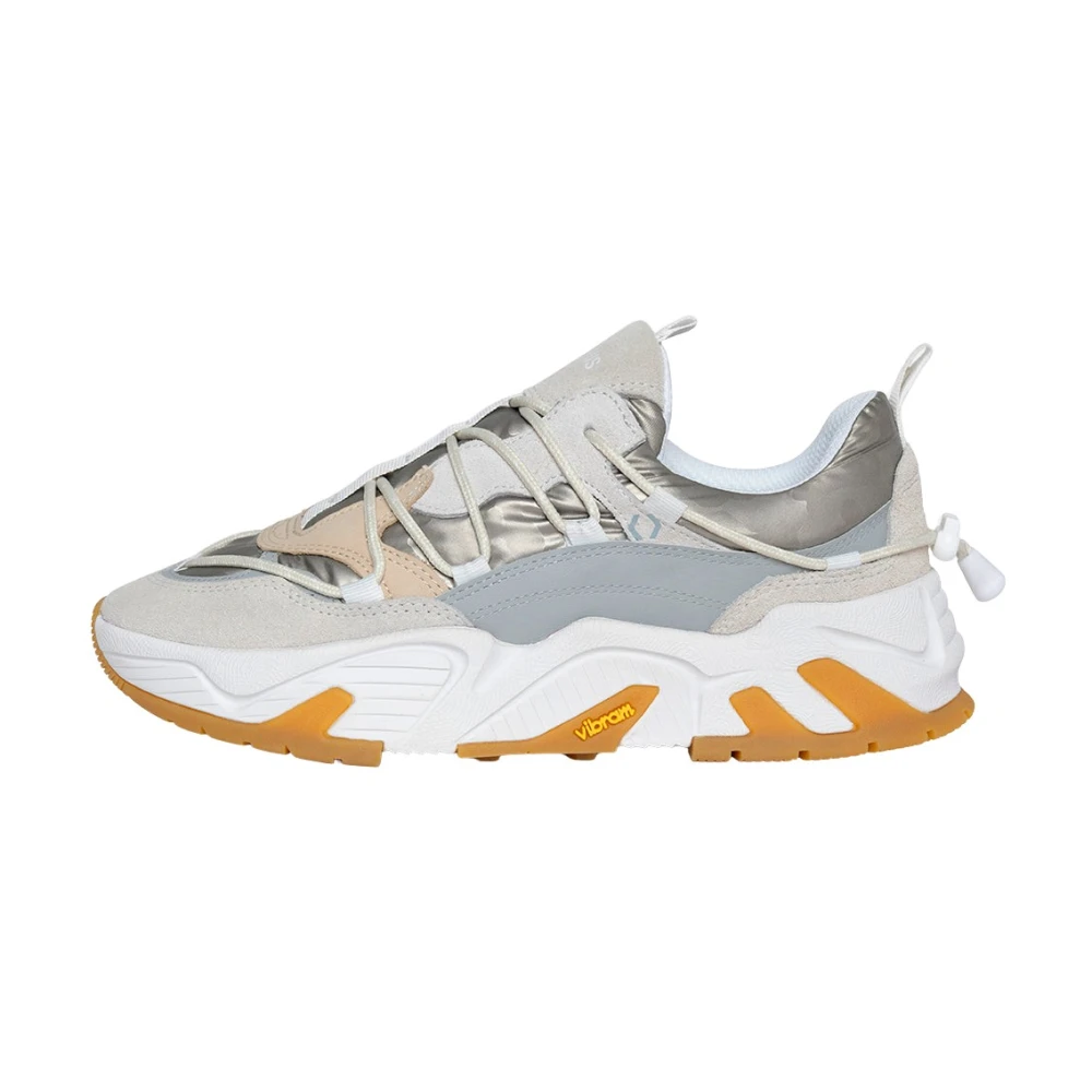 Mikakus Barcelona Chunky Design Sneakers met reflecterend nylon en premium lederen details Dames Schoenen Grijs