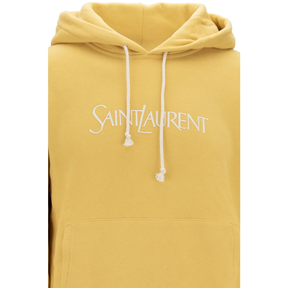 Saint Laurent Hoodie met Geborduurd Logo Yellow Dames