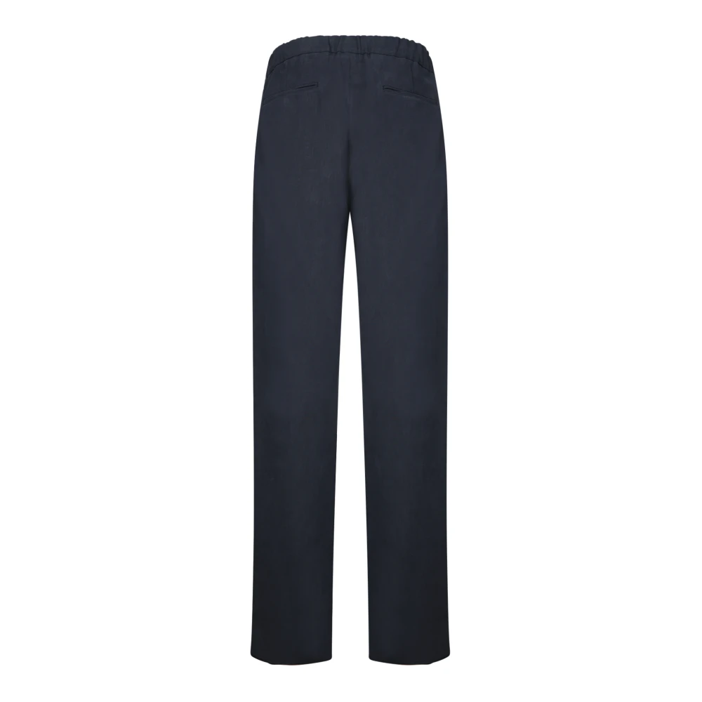 Giorgio Armani Blauwe Linnen Elastische Wijde Broek Blue Heren