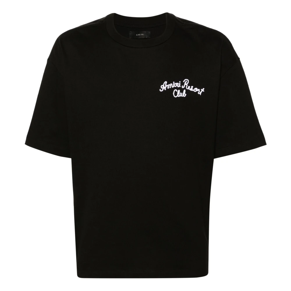 Amiri Geborduurd Logo Zwarte T-shirts en Polos Black Heren