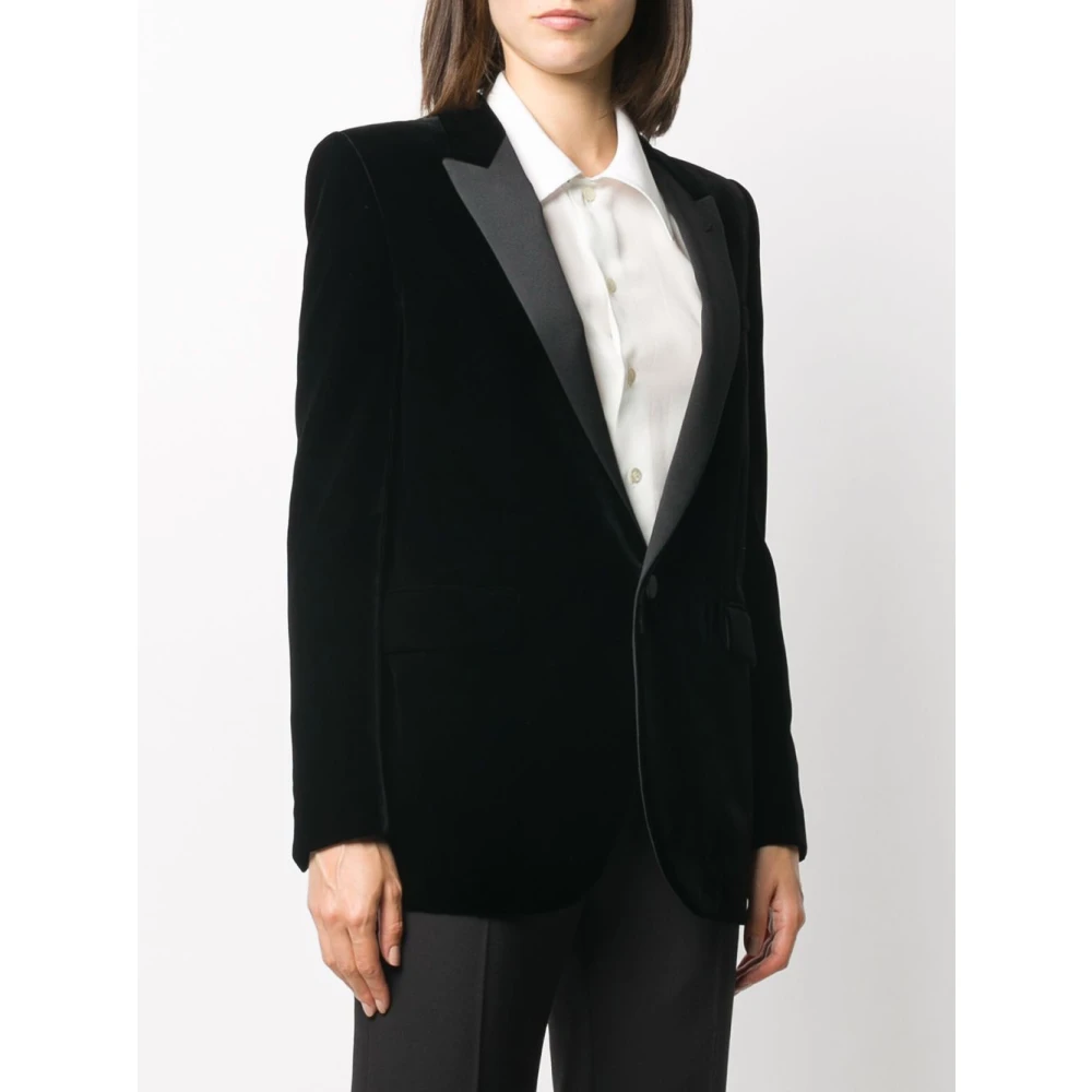 Saint Laurent Zwart Fluwelen Smokingjasje Black Dames